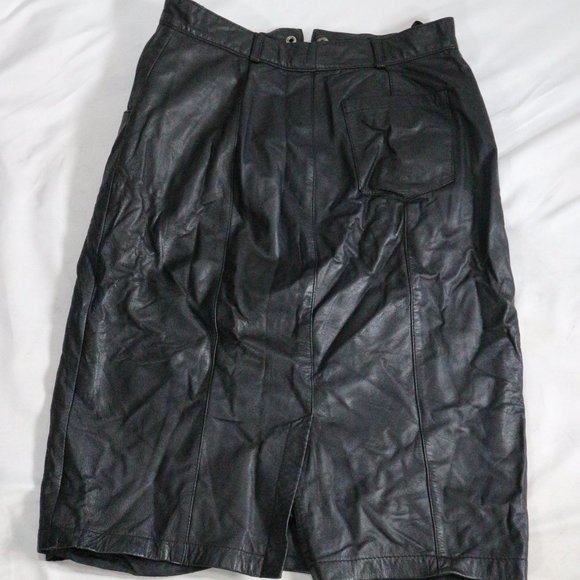 VTG CALLIOPE Leather Works A-Line Rear Slit Skirt Sz 8 - Picture 2 of 13